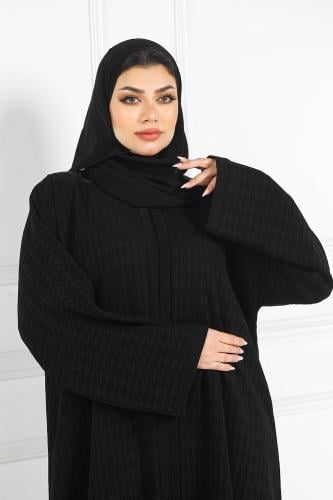 عباية منسوجة من قماش شكيرا مربعات مع طرحتها
