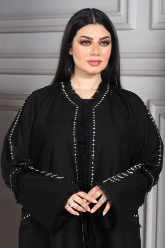عباية منسوجة من قماش الكريب الفاخر مع طرحتها