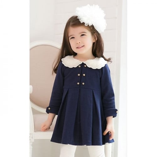 فستان بناتي شتوي كحلي