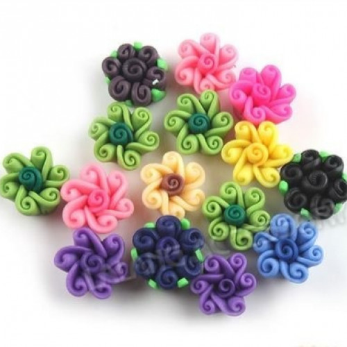 خرز ورد - ملون - 20 حبة - 1.5 سنتمتر
