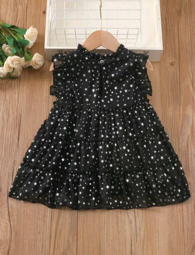 فستان مواليد أسود بنجوم