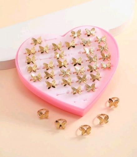 طقم خواتم فراشات ذهبية