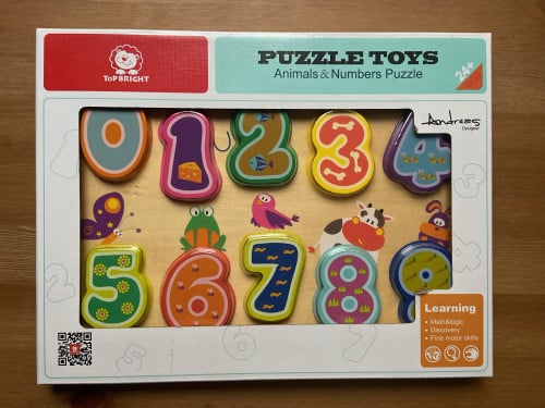 لعبة تعليمية - تعلم الأرقام و العدّ و الحيوانات - خشب