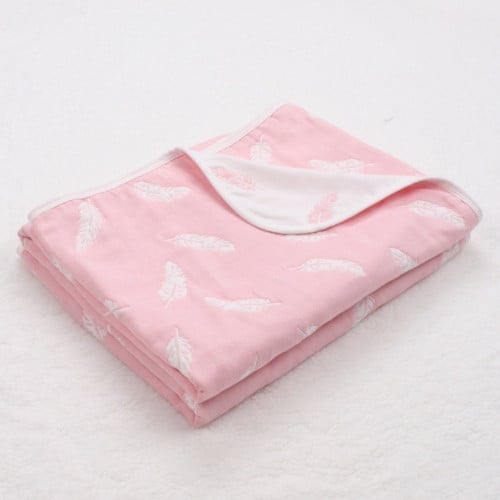 بطانية مواليد 110 * 110سم  - وردي ريش