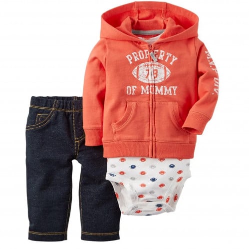 طقم 3 قطع ولادي ماركة كارترز - جاكيت برتقالي