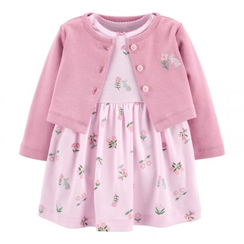 فستان بناتي وردي مزهر ماركة كارترز