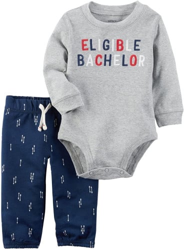 طقم قطعتين ولادي ماركة كارترز - بربتوز رمادي وسروال كحلي