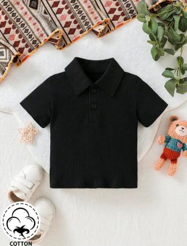 بلوزة ولادي - أسود - بولو - 3-6 شهور