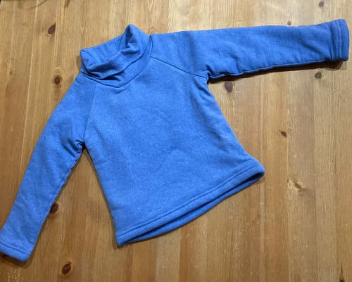 بلوزة كم طويل مبطنة - أزرق