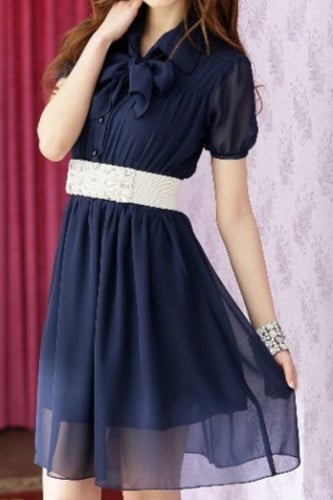 فستان نسائي شيفون كحلي - بدون الحزام