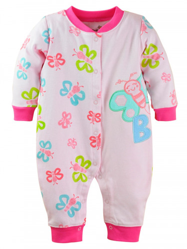 أفرول بناتي ماركة first movements - وردي فراش وحروف