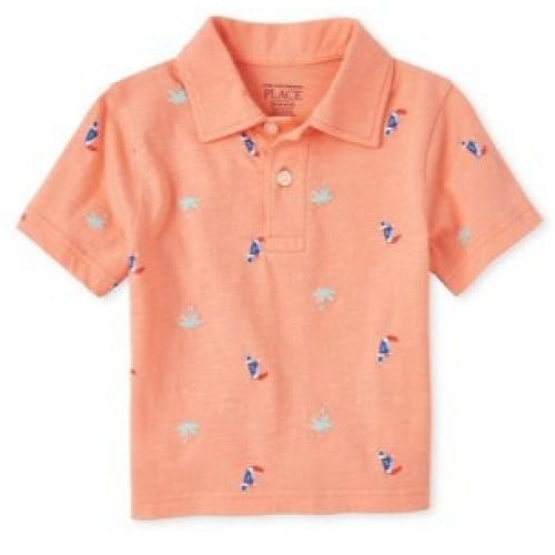 بلوزة بولو ماركة تشلدرن بليس - برتقالي - طيور