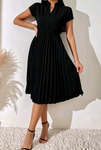 فستان نسائي أسود كلر و نصف كم ومكسر من تحت