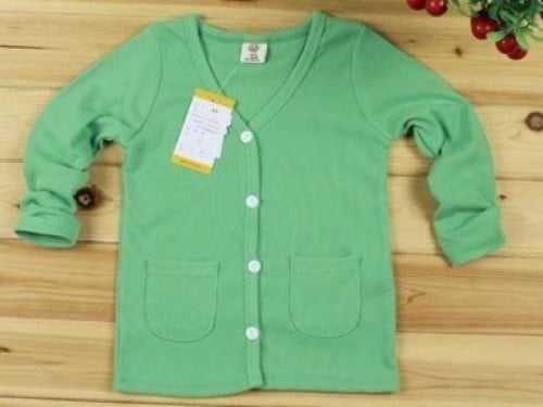 بلوزة كم طويل - أخضر بأزرار