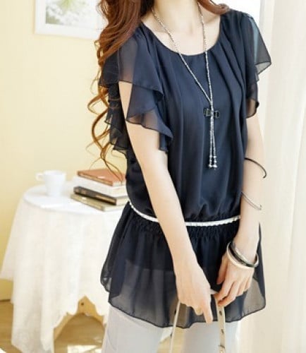 بلوزة نسائي - شيفون كحلي