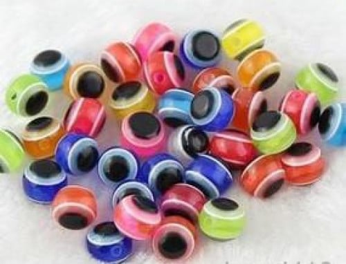 خرز عين 6 ملم - ملون - 100 حبة