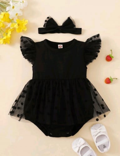 فستان مواليد نصف كم مع طوق