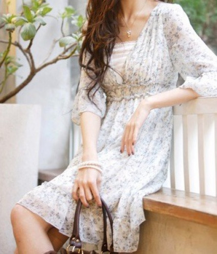 فستان نسائي قصير  شيفون مزهر