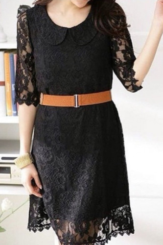 فستان نسائي دانتيل قصير أسود