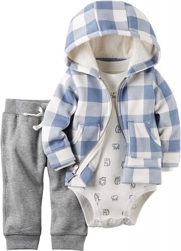 طقم 3 قطع ولادي ماركة كارترز - ثقيلة -رمادي وأزرق