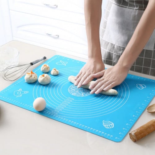 بساط سيليكون للعجن والتحوير - أزرق ووردي