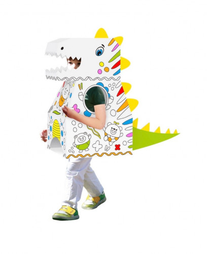 اصنعها بنفسك. مجسم ديناصور من الورق المقوى للإرتداء مع ألوان