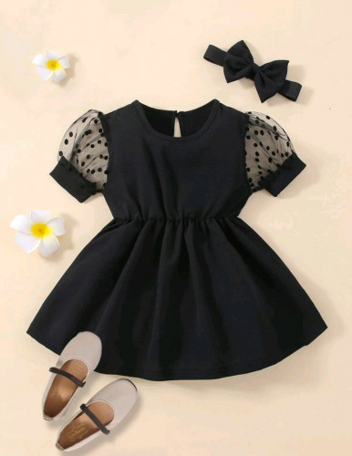 فستان مواليد نصف كم مع طوق