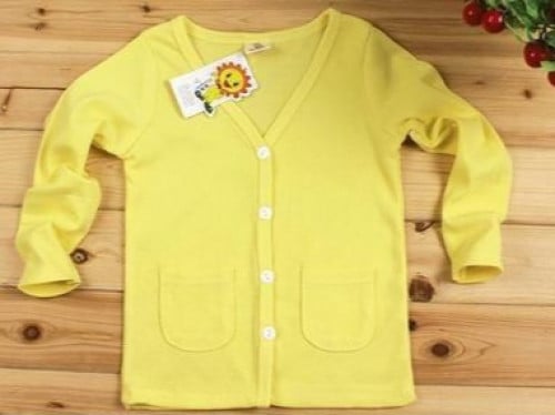 بلوزة كم طويل - أصفر بأزرار