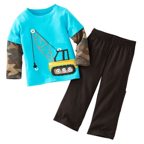 طقم ولادي قطعتين ماركة Jumping Beans - أزرق رافعة