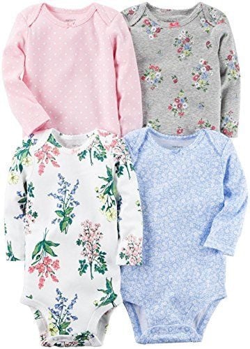 طقم 4 قطع بربتوز بناتي ماركة كارترز - كم طويل - مزهر