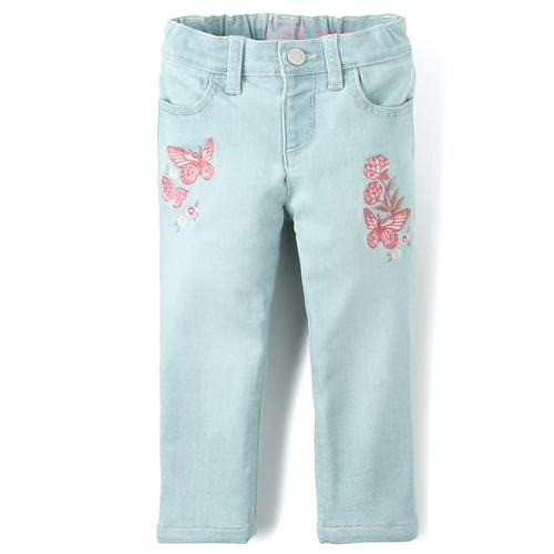 بنطلون بناتي جينز فاتح  بتطريز فراشة ماركة The children's place