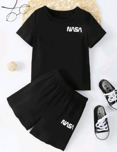 طقم ولادي أسود- قطن - NASA