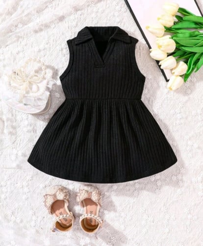 فستان بناتي أسود كلر بدون أكمام