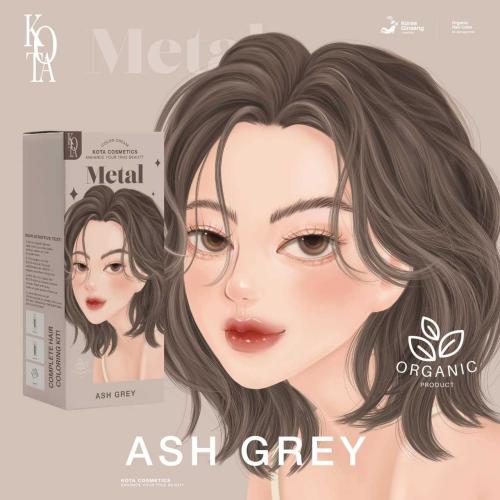 صبغة شعر  بمستخلصات طبيعية  رمادي kota cosmetics Metal (Ash Grey)