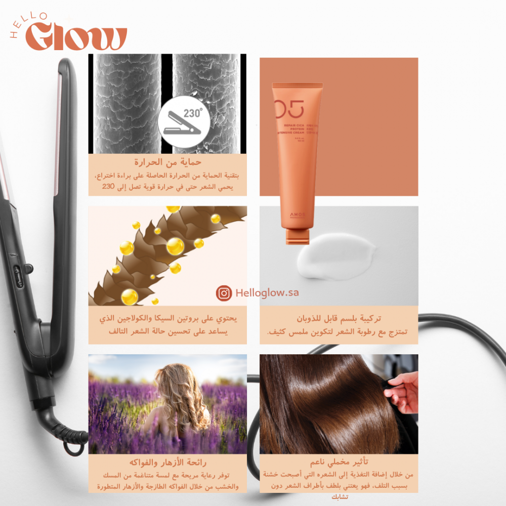 كريم اموس المكثف بالسيكا والبروتين لاصلاح الشعر - Amos Professional Repair CICA Protein Intensive Cream 150ml