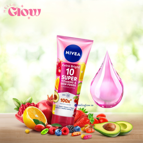 سيروم  الفيتامينات للجسم من نيفيا - NIVEA Extra Bright 10 Super Vitamins Skin Foods Body Serum 180ml