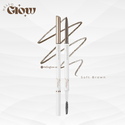 قلم حواجب مع معزز لنمو الشعر الصحي - Strokes Beauty Lab Brow Sculptor Duo - Soft Brown