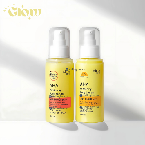 كومبو وايت إنك لتفتيح التصبغات -   WHITE INC AHA Whitening Body lotion & serum