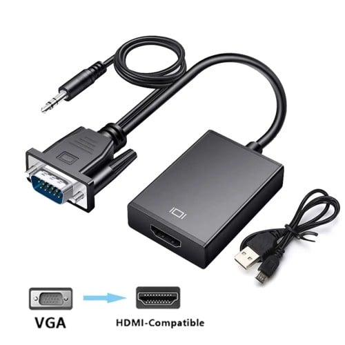 كابيل تحويل من VGA إلى HDMIبطول 1.8م مع وصلة 3.5مل...
