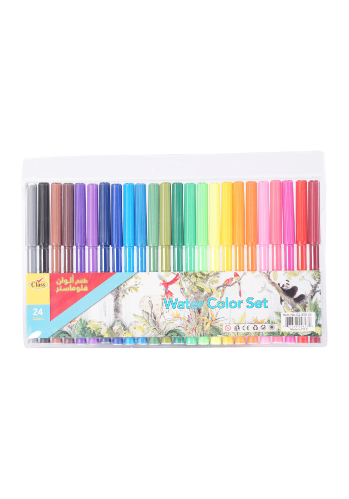 كلاس طقم الوان فلوماستر ، للرسم ، التلوين ، تدوين الملاحظات ، مجموعة من 24 لون