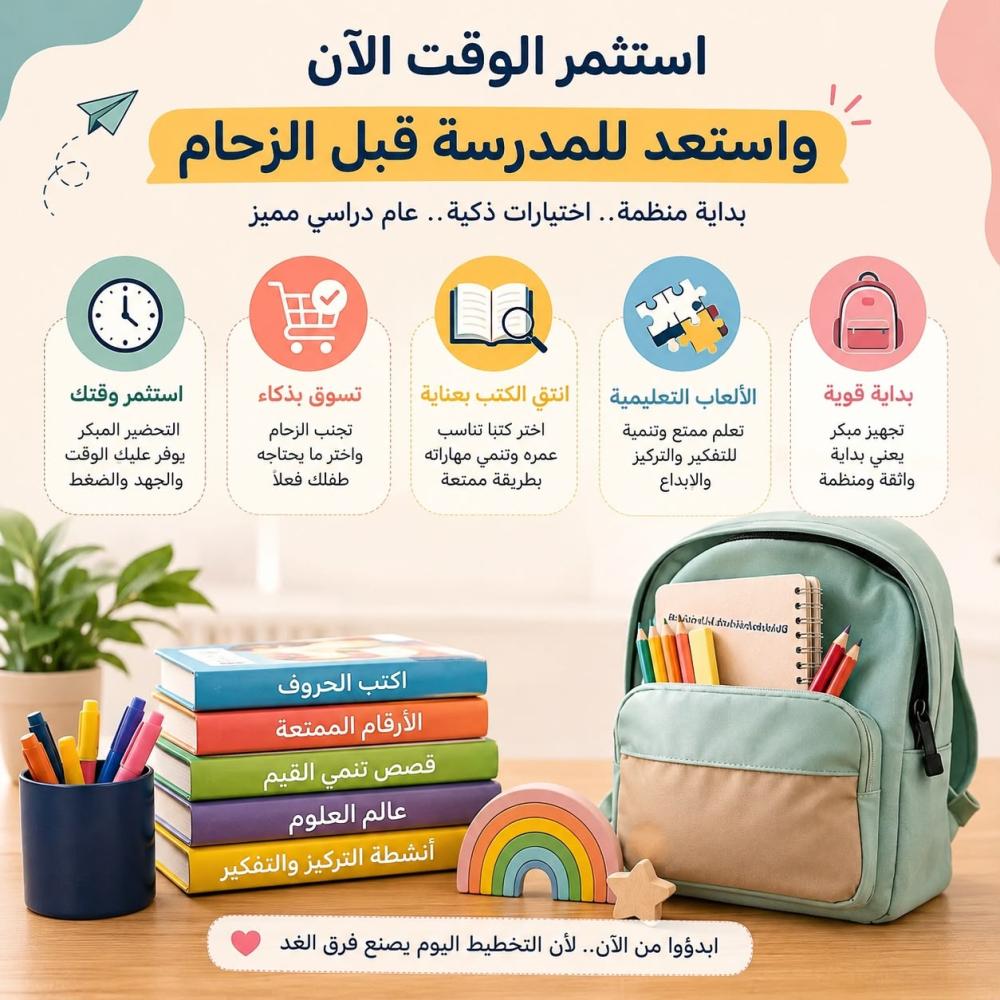استثمر الوقت الآن واستعد للمدرسة قبل الزحام