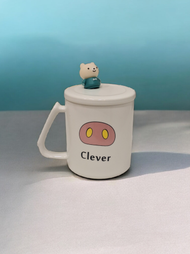 كوب سيراميك بغطاء وملعقة 380مل