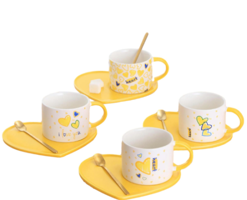 كوب سيراميك بطبعات قلوب 150مل