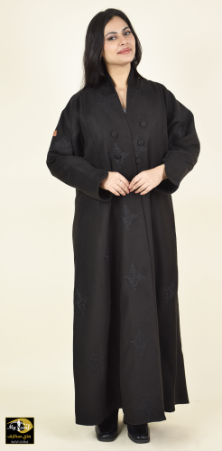 Velvet abaya with tresses on the sleeves, burgundy velvet