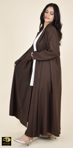 طقم عباية للسفر والدوام من 4 قطع لون بني كسرة بالخلف