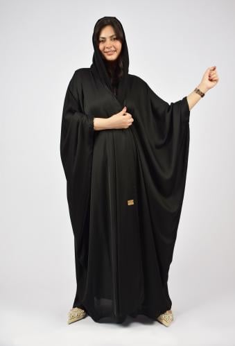 عبايه بشت منسوجة من قماش الحرير لون اسود