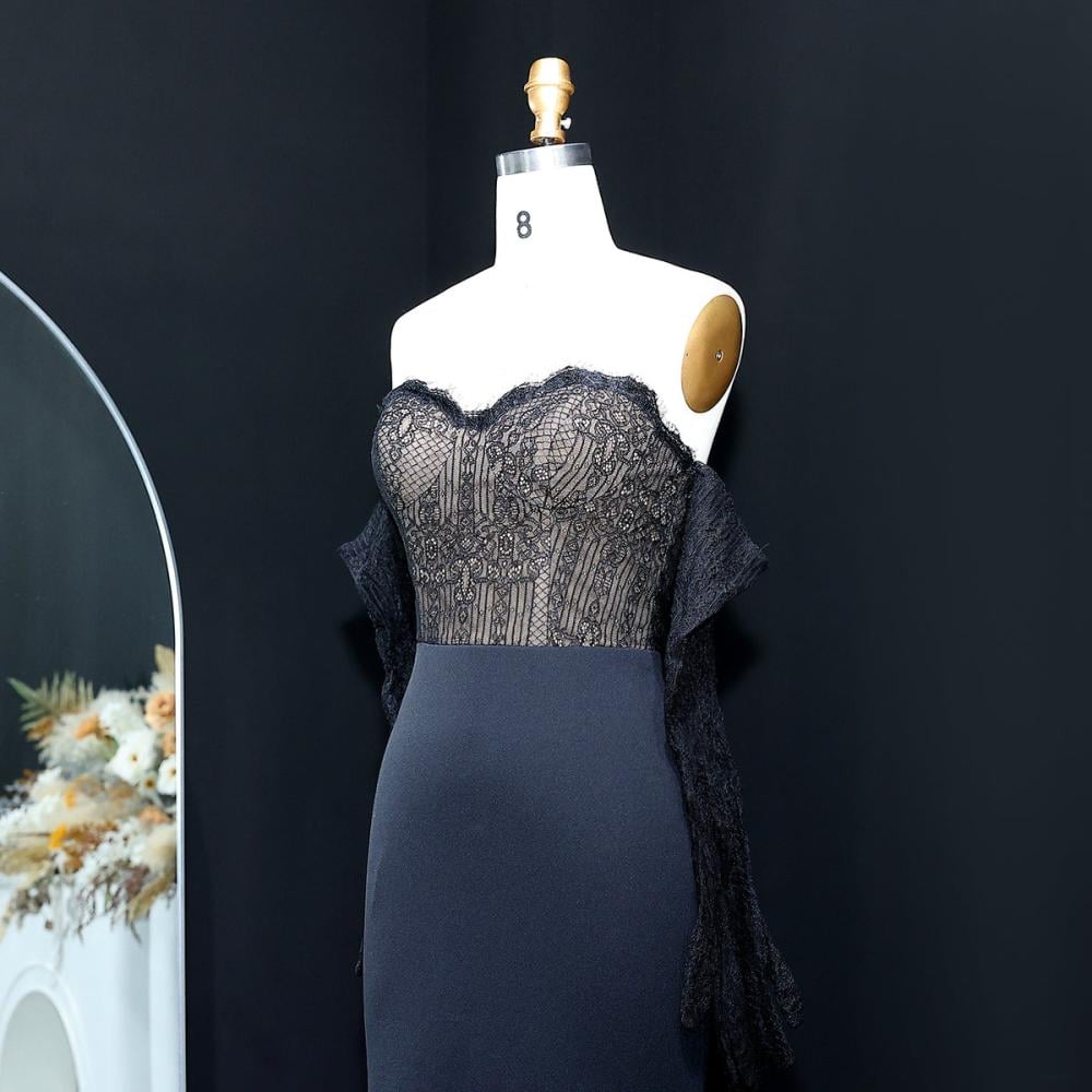 فستان سهره ناعم دانتيل مع اكمام منفصله