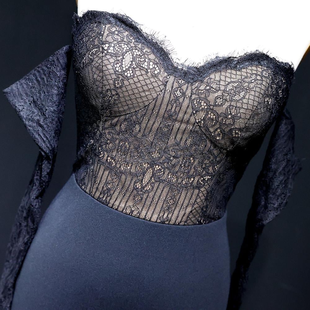 فستان سهره ناعم دانتيل مع اكمام منفصله