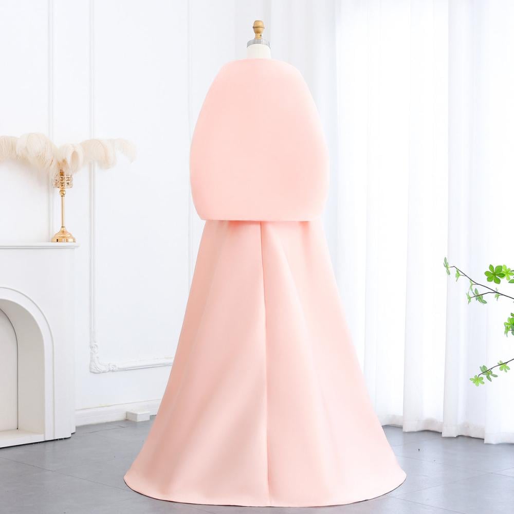 فستان سهرة فاخر ناعم منفوش تفته كلوش خربزي مع كيب