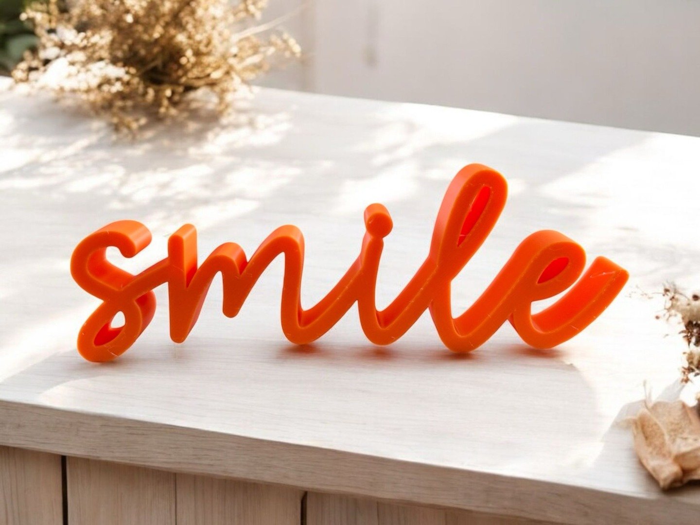 مجسم ديكوري كلمة "سمايل" - 3D Printed "smile" Deco...